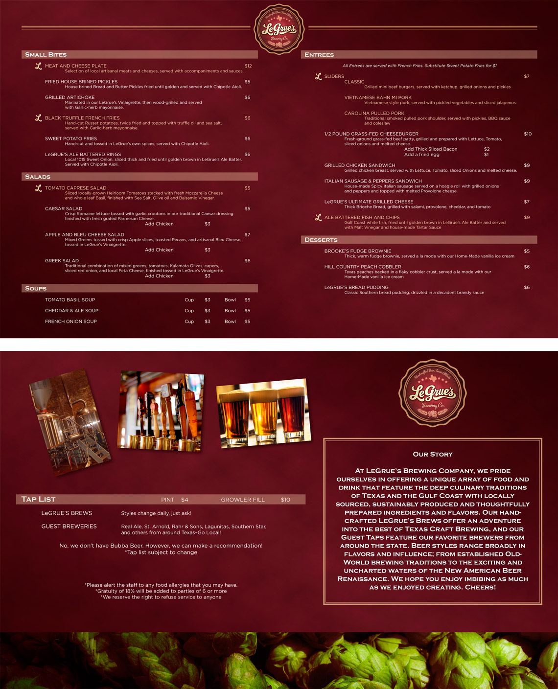 legrues brewing co. menu