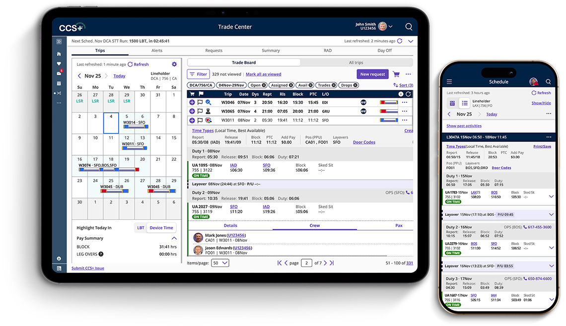 United Airlines Pilot CCS+ App